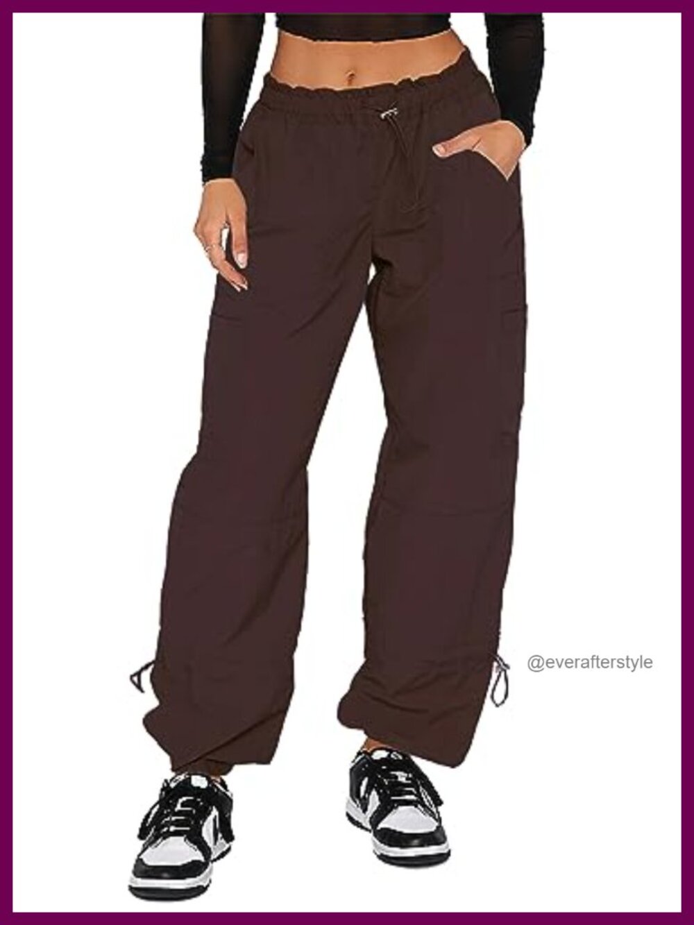 Oversized Baggy Parachute Cargo Pants Nylon Drawstring Y2K Streetwear